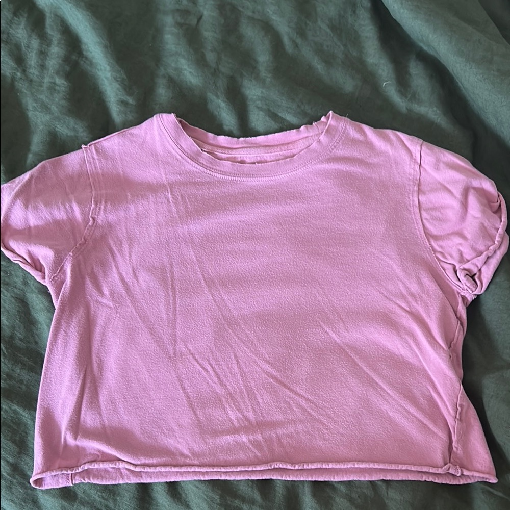 Pink Free People Cropped T-Shirt